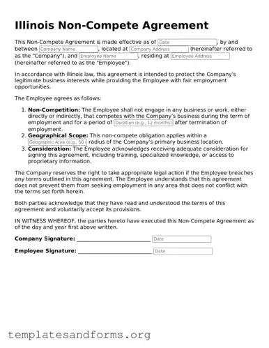 Free Non-compete Agreement Form for the State of Illinois