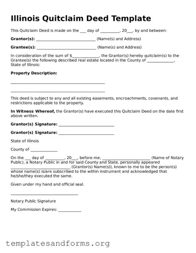 Free Quitclaim Deed Form for the State of Illinois