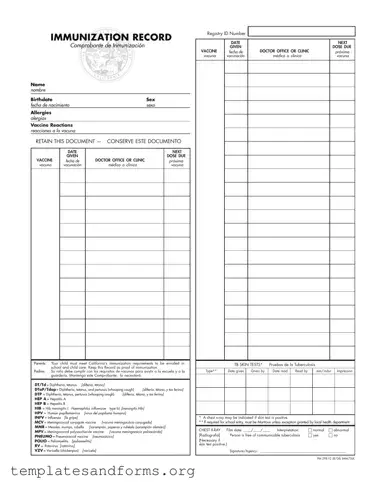 Fill in a Valid Immunization Record Form