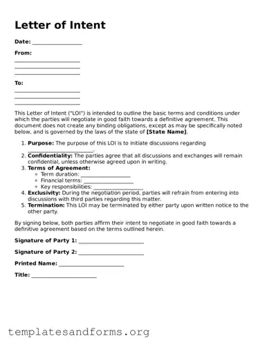 Blank Letter of Intent Document