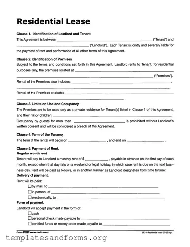 Fill in a Valid Lf310 Residential Lease Form