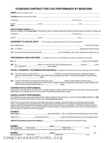 Fill in a Valid Live Performance Contract Form