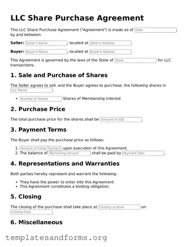 Blank LLC Share Purchase Agreement Document