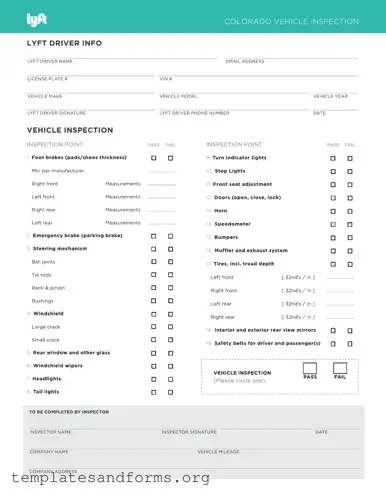Fill in a Valid Lyft Inspection Form