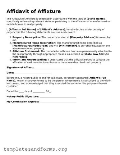 Blank Affidavit of Affixture Document