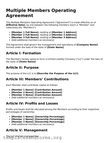 Blank Multiple Members Operating Agreement Document