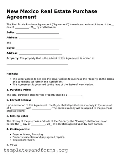 Free Real Estate Purchase Agreement Form for the State of New Mexico