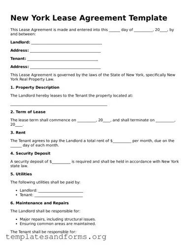 Free Lease Agreement Form for the State of New York