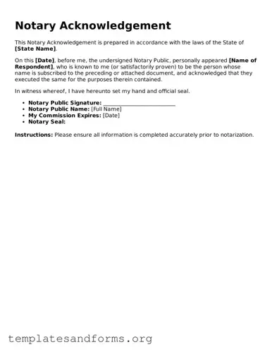 Blank Notary Acknowledgement Document