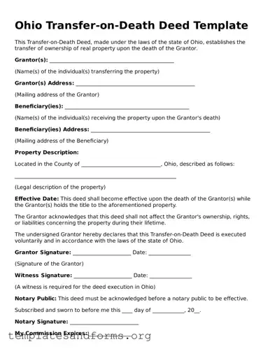 Free Transfer-on-Death Deed Form for the State of Ohio