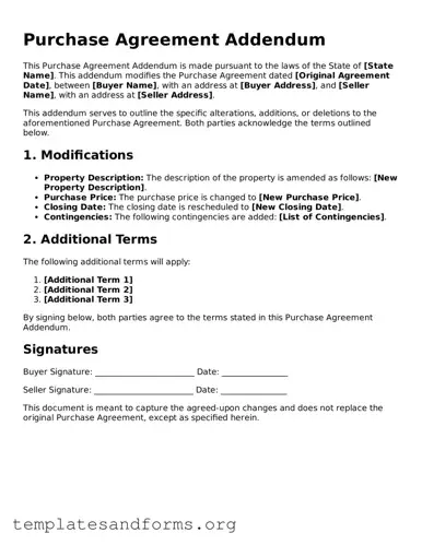 Blank Purchase Agreement Addendum Document