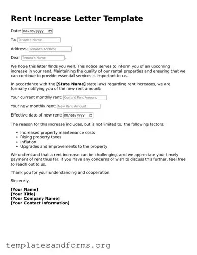 Blank Rent Increase Letter Document