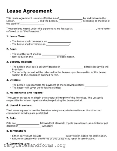 Blank Lease Agreement Document