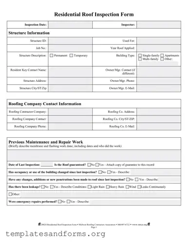 Fill in a Valid Roof Inspection Form