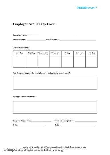 Fill in a Valid Employee Availability Form