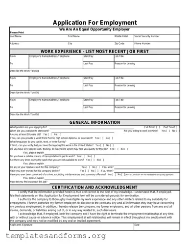 Fill in a Valid Spanish Application Employment Form