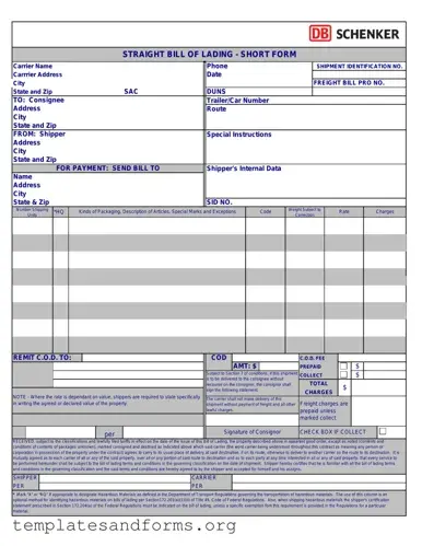 Fill in a Valid Straight Bill Of Lading Form
