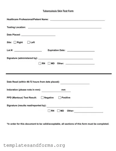 Fill in a Valid Tb Test Form