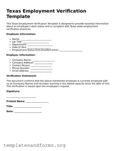 Free Employment Verification Form for the State of Texas
