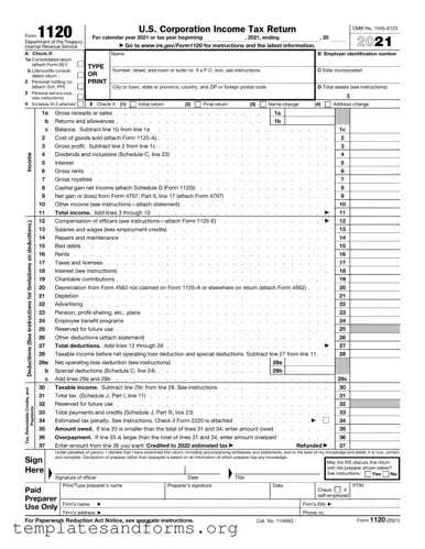 Fill in a Valid IRS 1120 Form