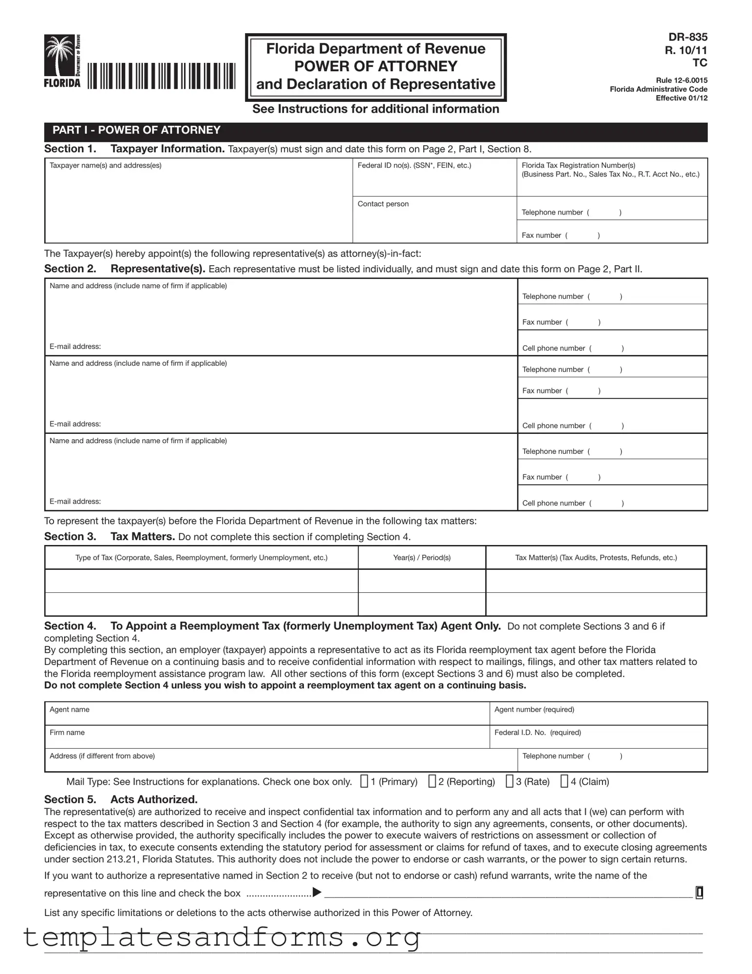 Fill in a Valid Tax POA dr 835 Form