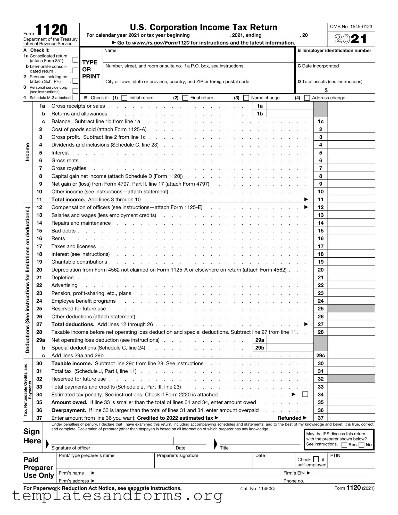 Fill in a Valid IRS 1120 Form