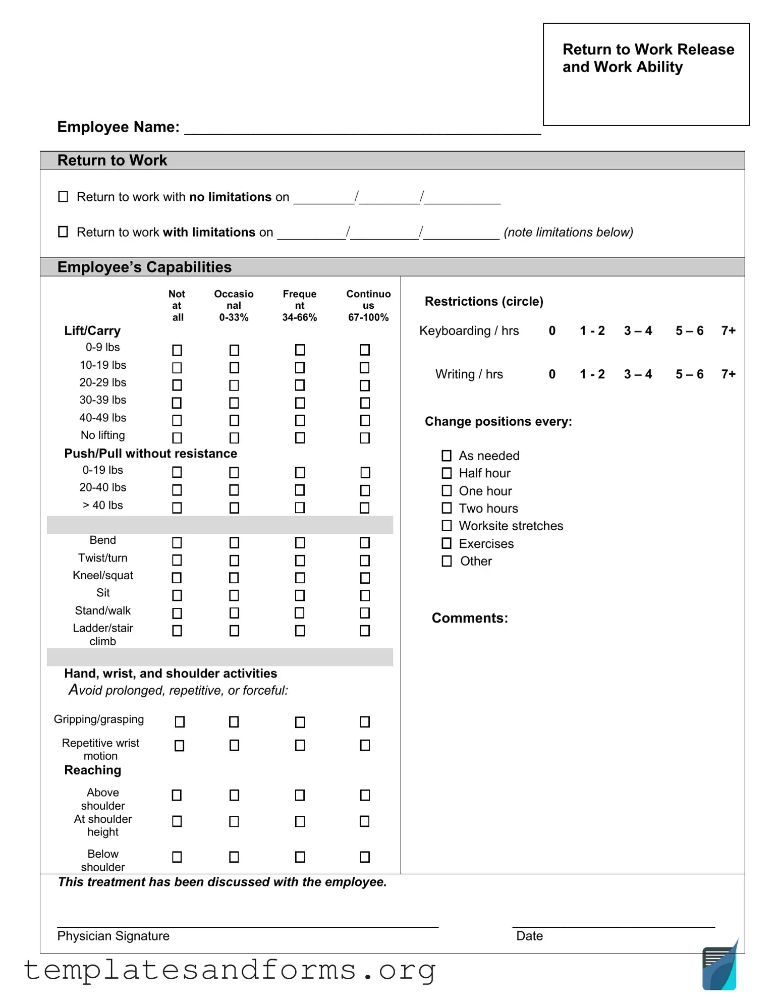 Fill in a Valid Work Release Form